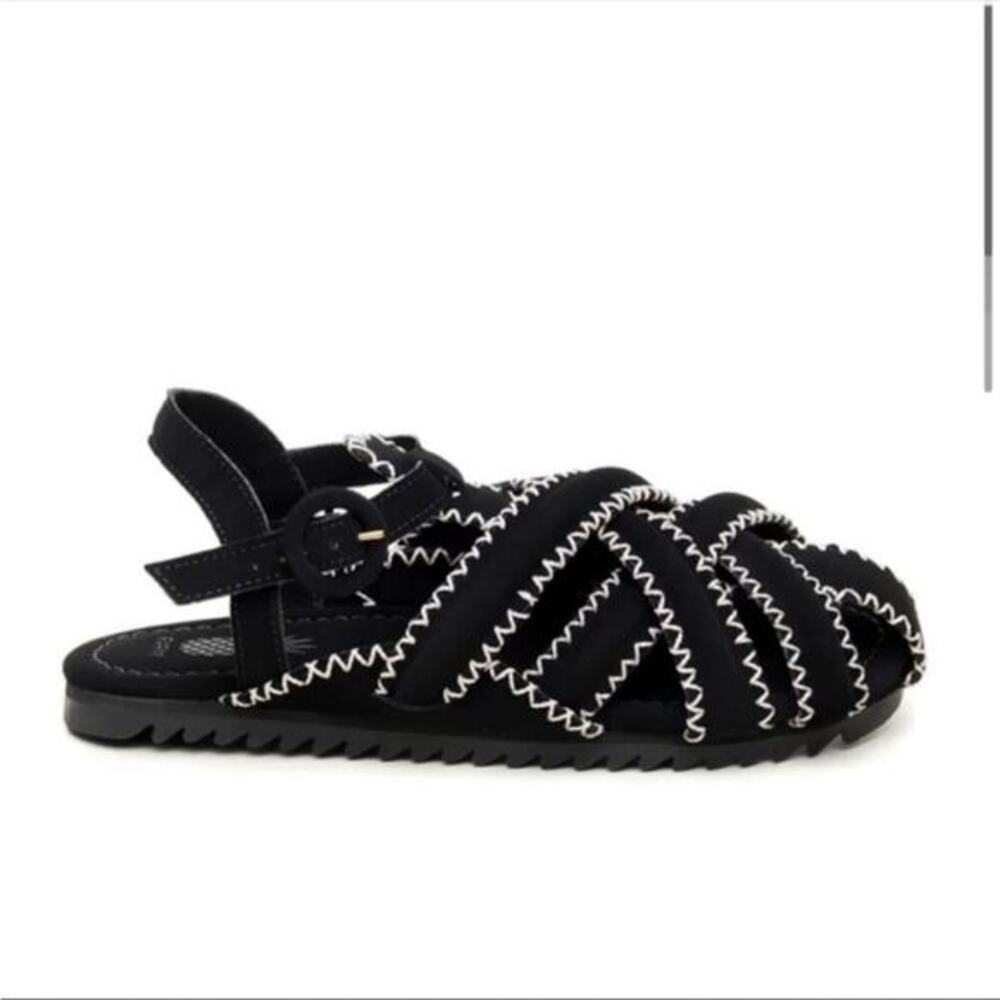 Farm Rio zigzag flat sandals black new size 9 - Picture 3 of 9